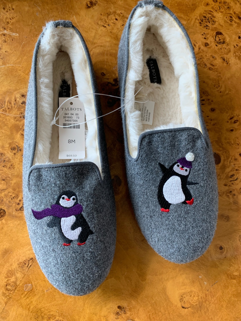 Talbots Penguin Slippers NEW size 8